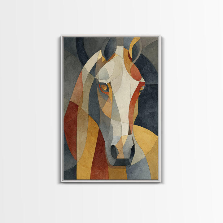 Abstract Horse Formed from Graceful Contour Framed Canvas Print, Line Art, Living Room Decor, Abstract Art, Line, LIN-2x3-36
