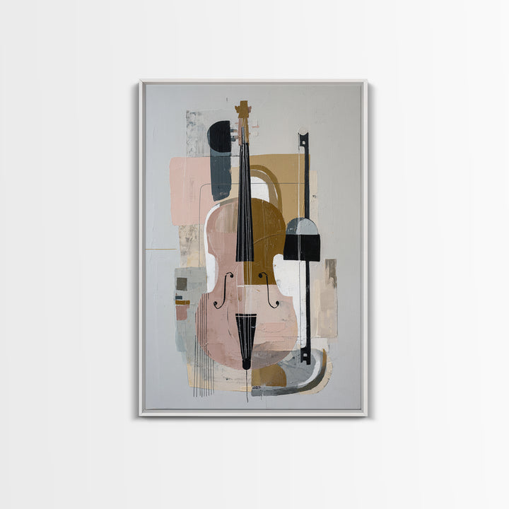 Single Line Violin and Bow Framed Canvas Print, Line Art, Modern Art, Living Room Decor, Fine Art, Line, Neutral Decor, LIN-2x3-55