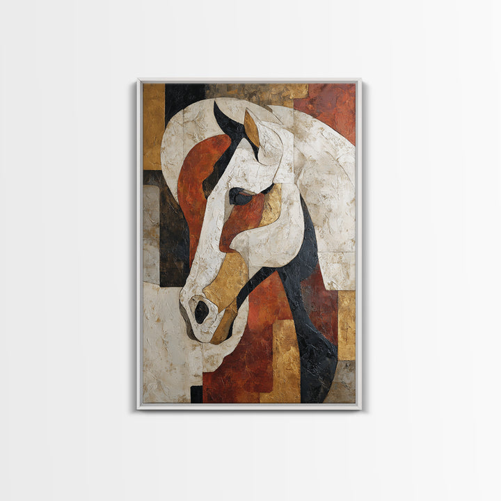 Abstract Horse Formed from Graceful Contour Framed Canvas Print, Line Art, Modern Art, Living Room Decor, Abstract Art, Line, LIN-2x3-60