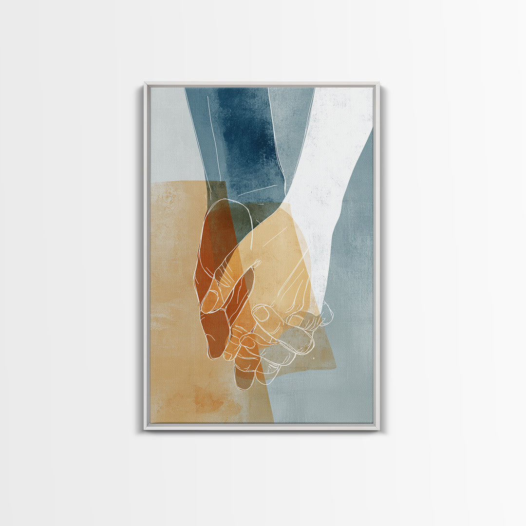 Two Hands Nearly Touching Canvas Print, Line Art, Living Room Art, Living Room Decor, Fine Art, Line, Art Print, LIN-2x3-61