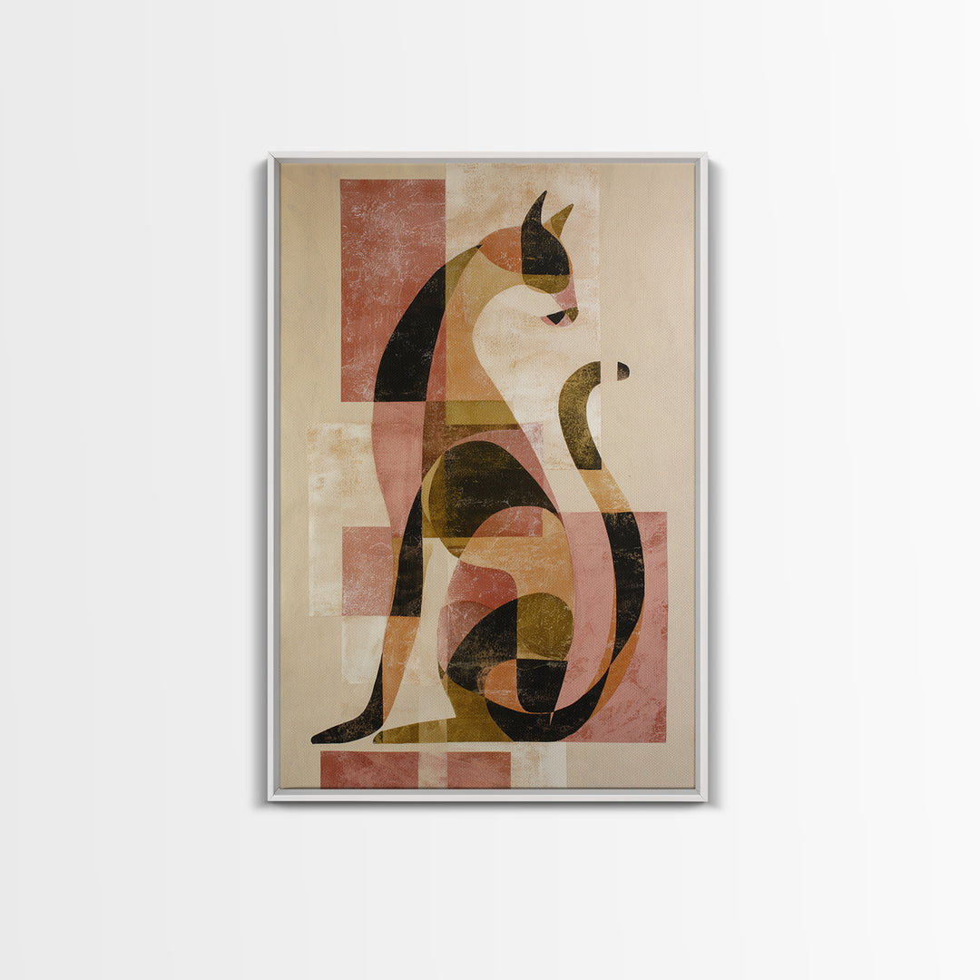 Monoline Cat Stretching Canvas Print, Line Art, Living Room Wall Art, Living Room Decor, Fine Art, Line, Aesthetic Prints, LIN-2x3-62