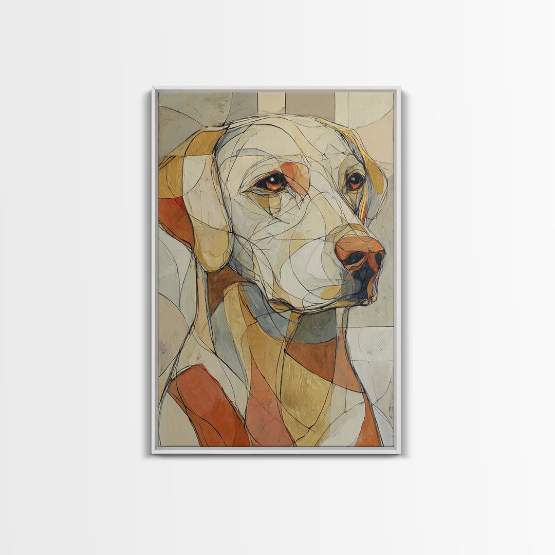 Continuous Line Dog Portrait Framed Canvas Print, Line Art, Bird Wall Art, Living Room Decor, Fine Art, Line, Textured Painting, LIN-2x3-69