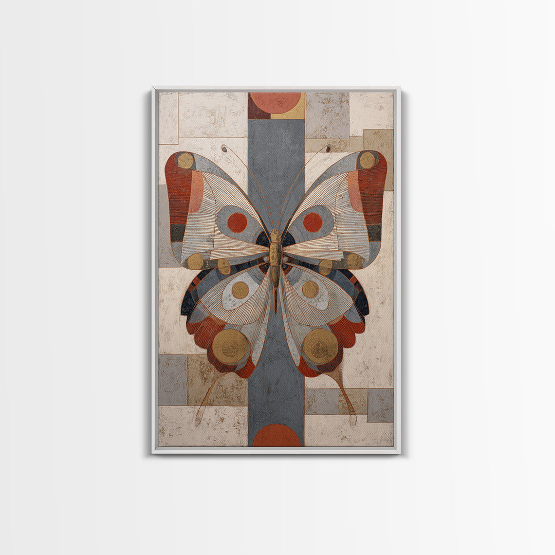Line Art Butterfly Framed Canvas Print, Line Art, Boho Decor, Living Room Decor, Abstract Art, Line, Minimalist Art, LIN-2x3-78