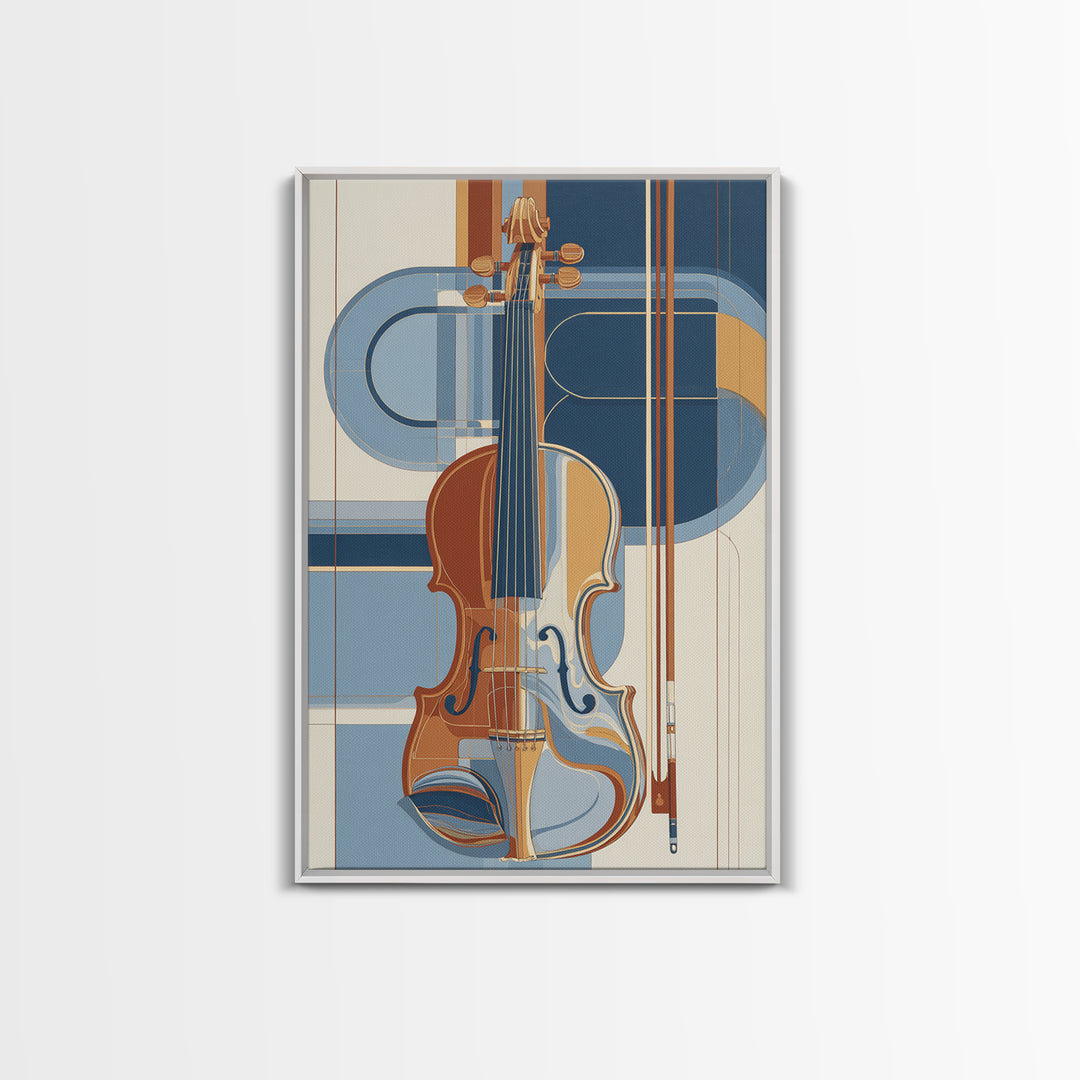 Single Line Violin and Bow Canvas Print, Line Art, Gallery Wall Set, Living Room Decor, Abstract Art, Line, Textured Painting, LIN-2x3-79