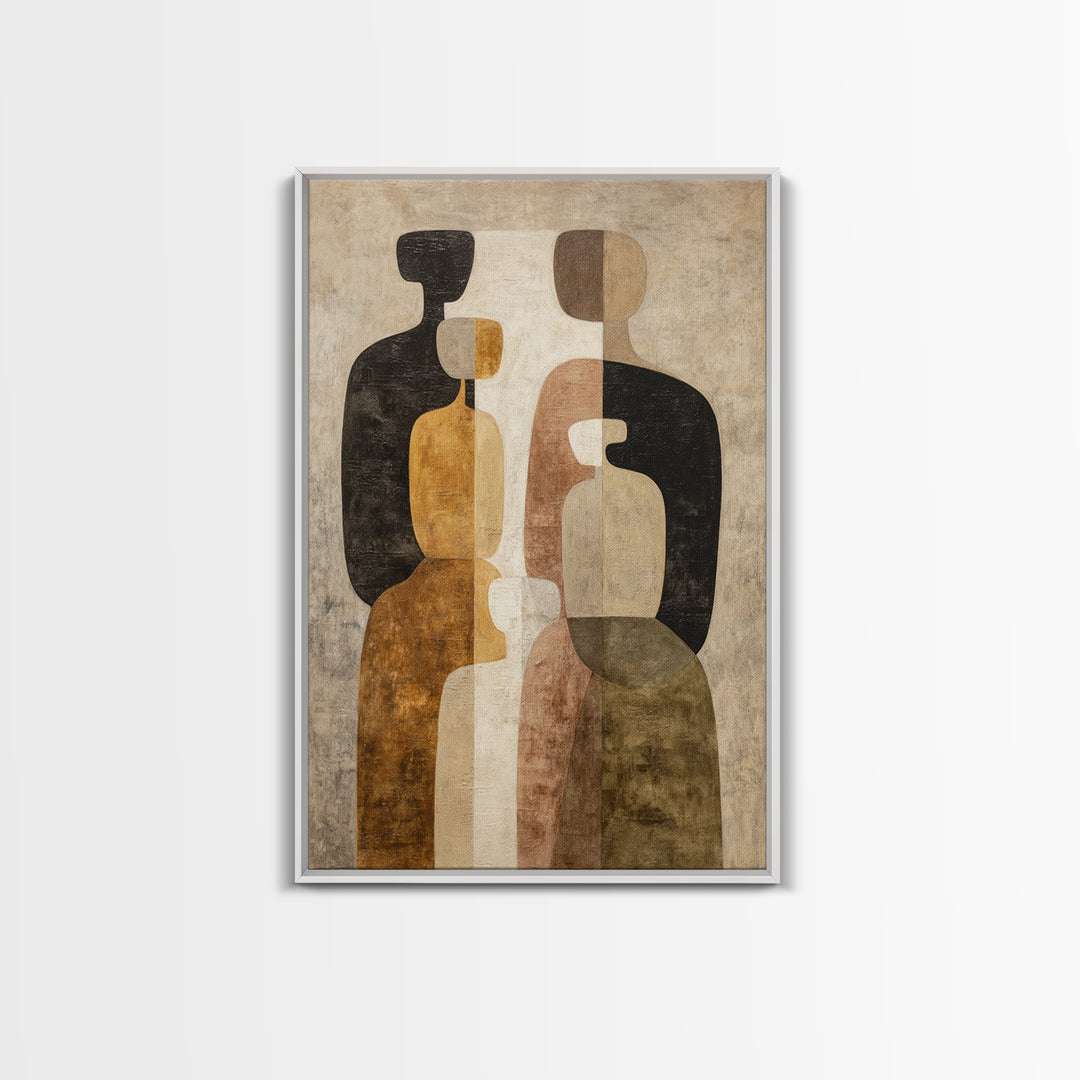 Abstract Family Figures Framed Canvas Print, Line Art, Room Decor, Living Room Decor, Oil Painting, Line, Digital Wall Art, LIN-2x3-8