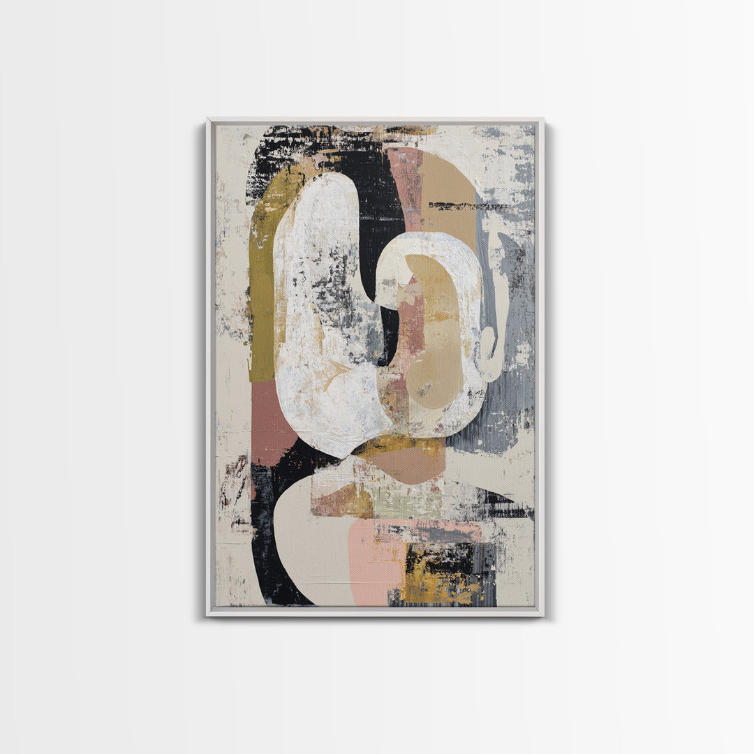 Abstract Horse Formed from Graceful Contour Framed Canvas Print, Line Art, Wall Art, Living Room Decor, Abstract Art, Line, LIN-2x3-84