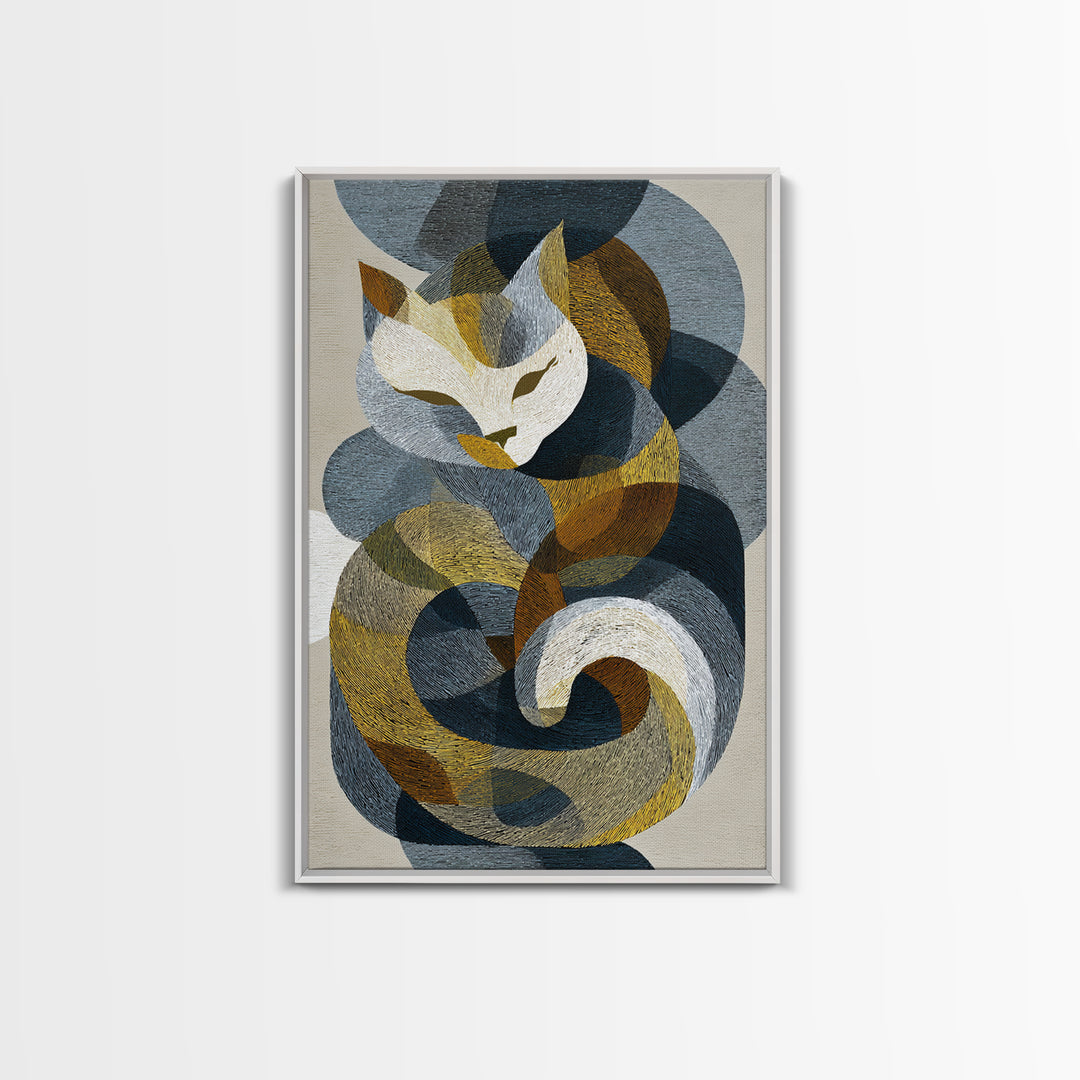 Monoline Cat Stretching Canvas Print, Line Art, Living Room Wall Art, Living Room Decor, Fine Art, Line, Aesthetic Prints, LIN-2x3-86