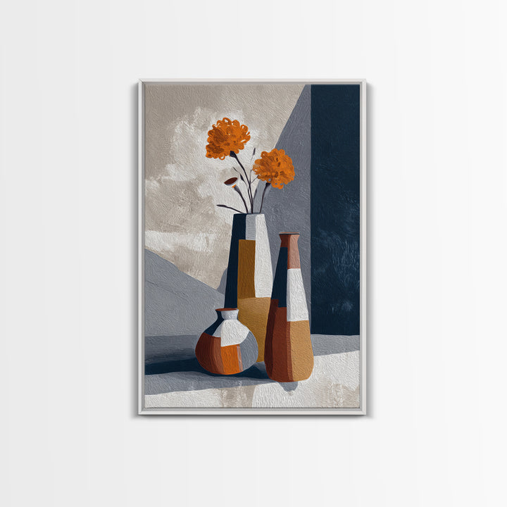 Abstract Vase and Flowers Framed Canvas Print, Line Art, Digital Wall Art, Living Room Decor, Line, Minimalist Wall Art, LIN-2x3-92