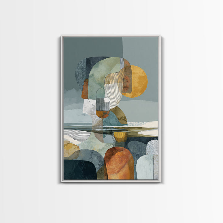 Line Art Shell and Coastal Forms Canvas Print, Line Art, Minimalist Decor, Living Room Decor, Abstract Art, Line, Boho Wall Art, LIN-2x3-95