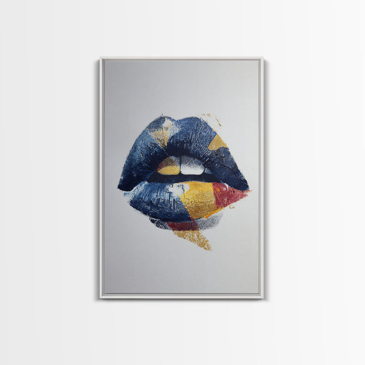 Abstract Lips and Hand Fashion Sketch Framed Canvas Print, Line Art, Boho Wall Decor, Living Room Decor, Abstract Art, Line, LIN-2x3-98