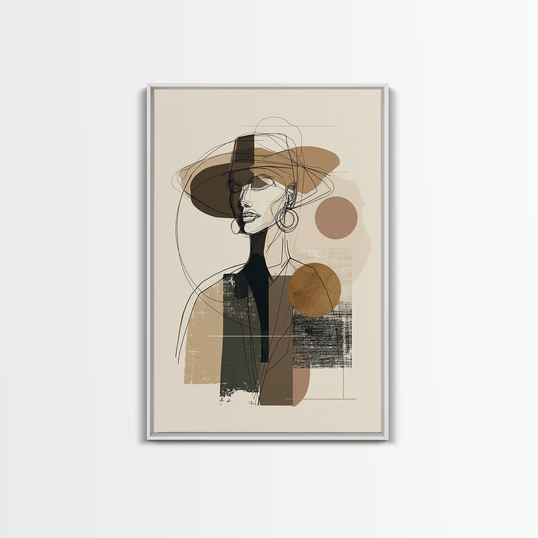 Line Drawing of a Woman Canvas Print, Line Art, Luxury Decor, Living Room Decor, Oil Painting, Line, Printable, LIN-2x3-99