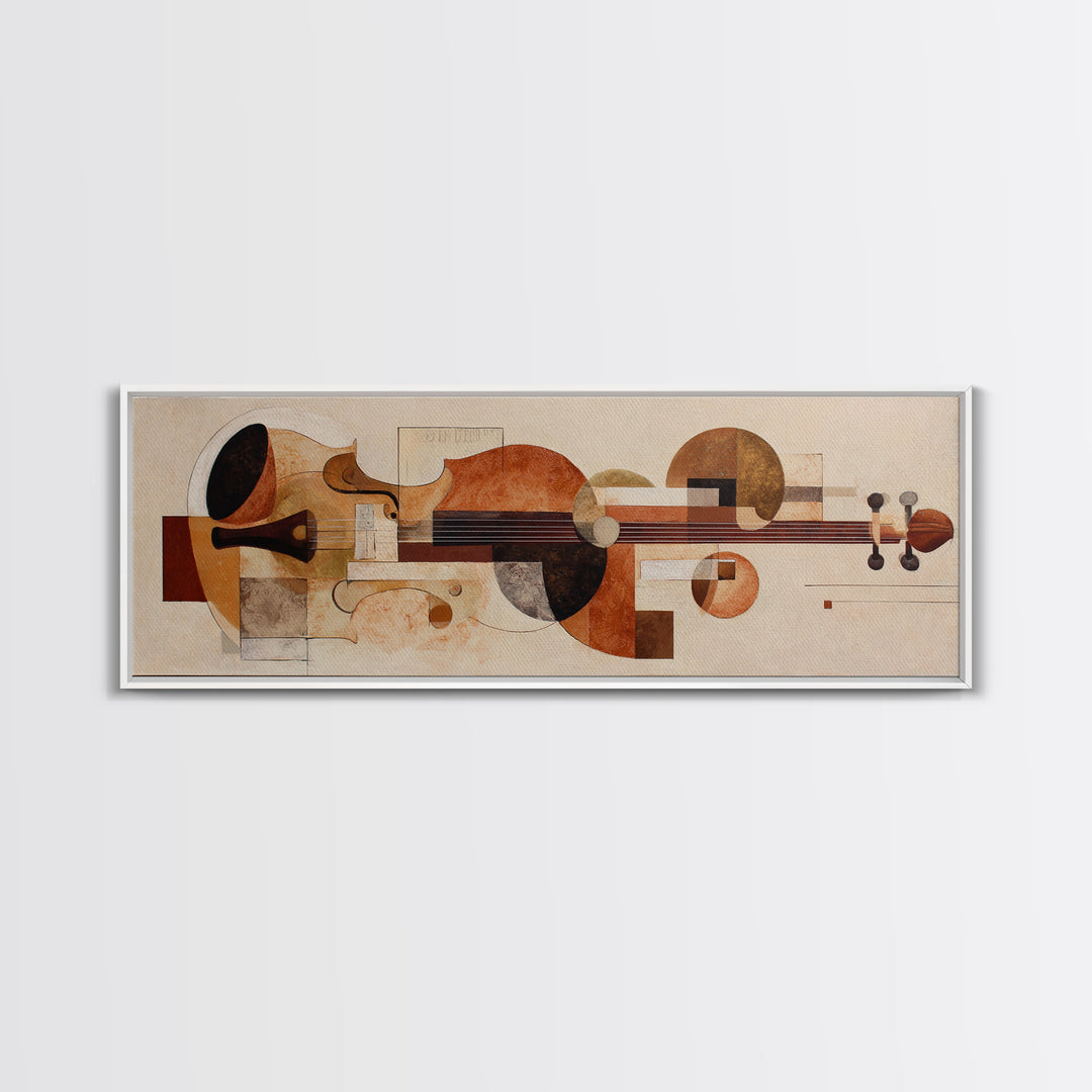 Single Line Violin and Bow Framed Canvas Print, Line Art, Statement Artwork, Living Room Decor, Fine Art, Line, Custom Portrait, LIN-3x1-15