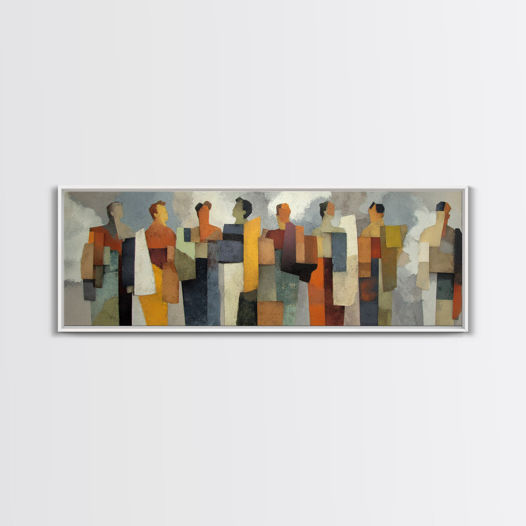 Abstract Family Figures Canvas Print, Line Art, Jesus Wall Art, Living Room Decor, Fine Art, Line, Statement Artwork, LIN-3x1-16