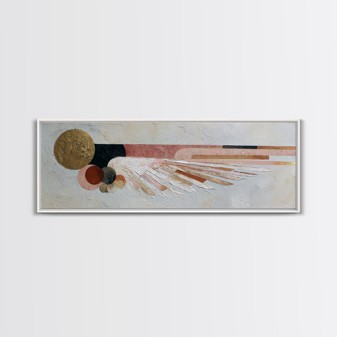 Minimal Angel Wing Contour Framed Canvas Print, Line Art, Aesthetic Prints, Living Room Decor, Abstract Art, Line, Wall Art, LIN-3x1-37