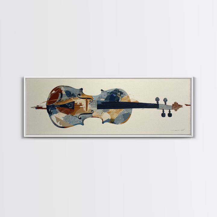 Single Line Violin and Bow Framed Canvas Print, Line Art, Wall Decor, Living Room Decor, Abstract Art, Line, Boho Decor, LIN-3x1-63