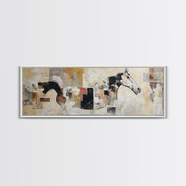 Abstract Horse Formed from Graceful Contour Framed Canvas Print, Line Art, Wall Decor, Living Room Decor, Abstract Art, Line, LIN-3x1-68