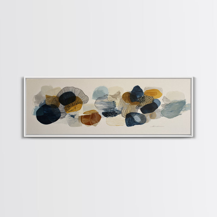 Line Art Shell and Coastal Forms Framed Canvas Print, Line Art, Room Decor, Living Room Decor, Abstract Art, Line, LIN-3x1-7