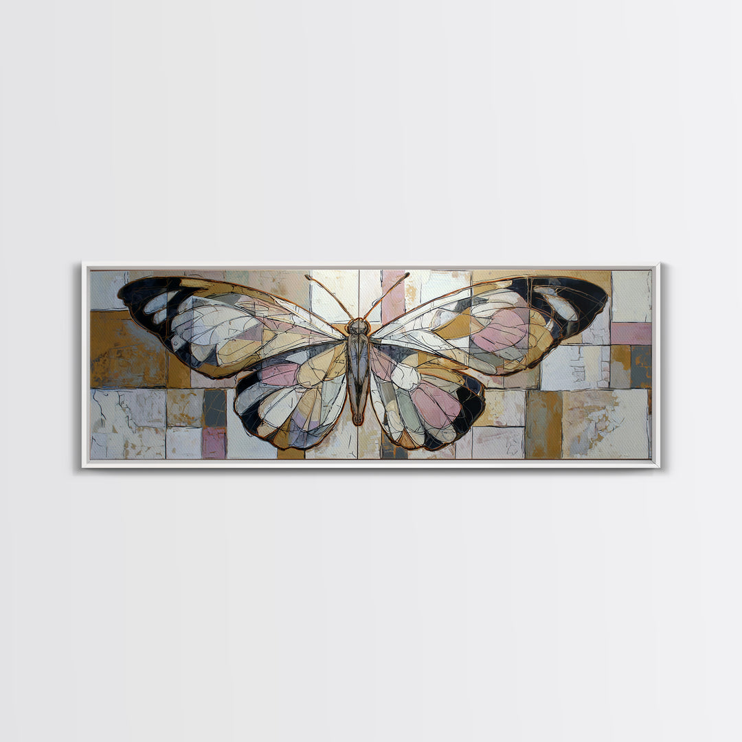 Line Art Butterfly Canvas Print, Line Art, Jesus Wall Art, Living Room Decor, Abstract Art, Line, Statement Artwork, LIN-3x1-86
