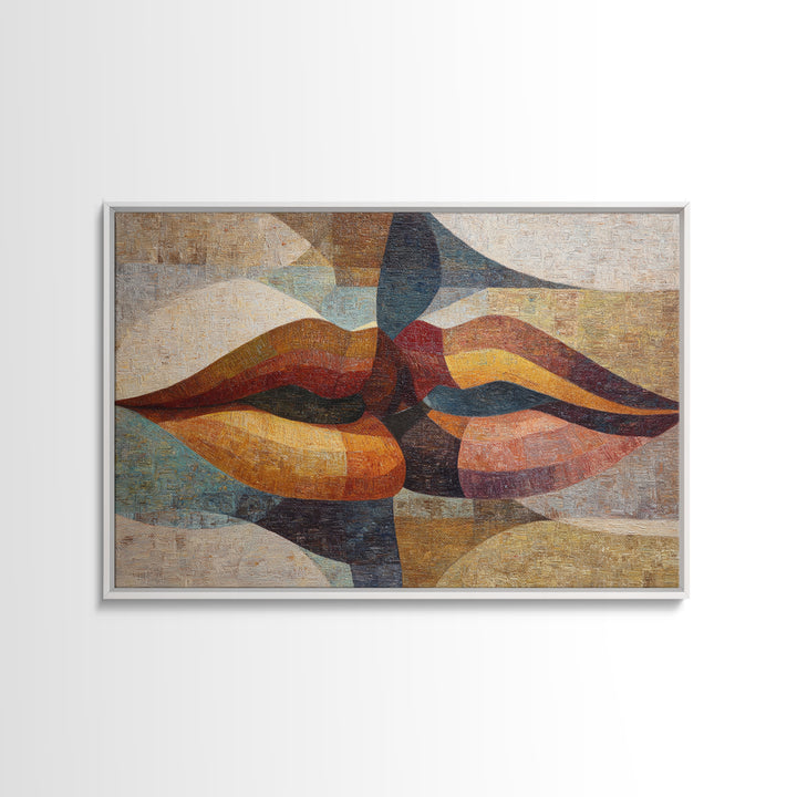 Abstract Lips and Hand Fashion Sketch Canvas Print, Line Art, Minimalist Wall Art, Living Room Decor, Abstract Art, Line, LIN-3x2-22