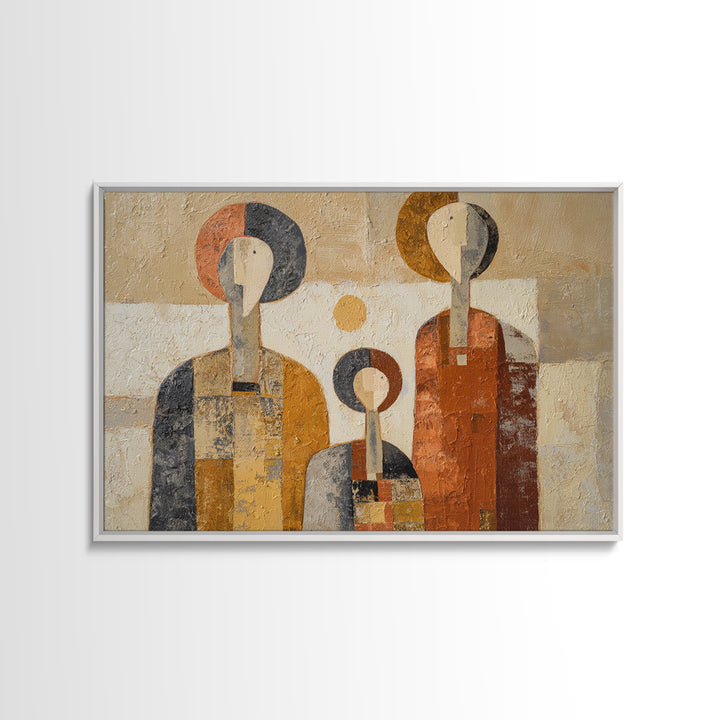 Abstract Family Figures Framed Canvas Print, Line Art, Aesthetic Prints, Living Room Decor, Fine Art, Line, Wall Art, LIN-3x2-28