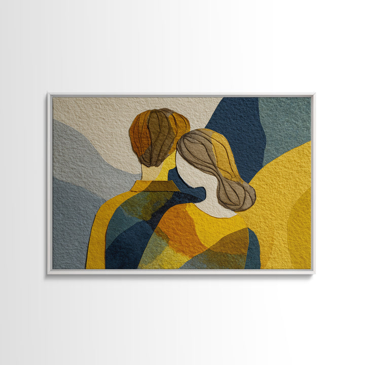 Single Line Couple Embracing Softly Canvas Print, Line Art, Minimalist Art, Living Room Decor, Fine Art, Line, Minimalist Decor, LIN-3x2-30