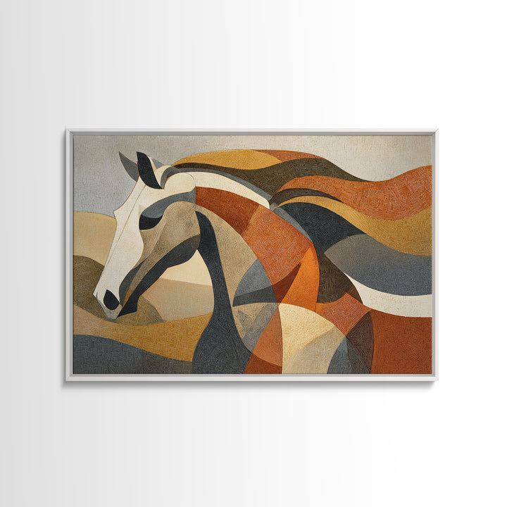 Abstract Horse Formed from Graceful Contour Canvas Print, Line Art, Art Print, Living Room Decor, Fine Art, Line, LIN-3x2-32