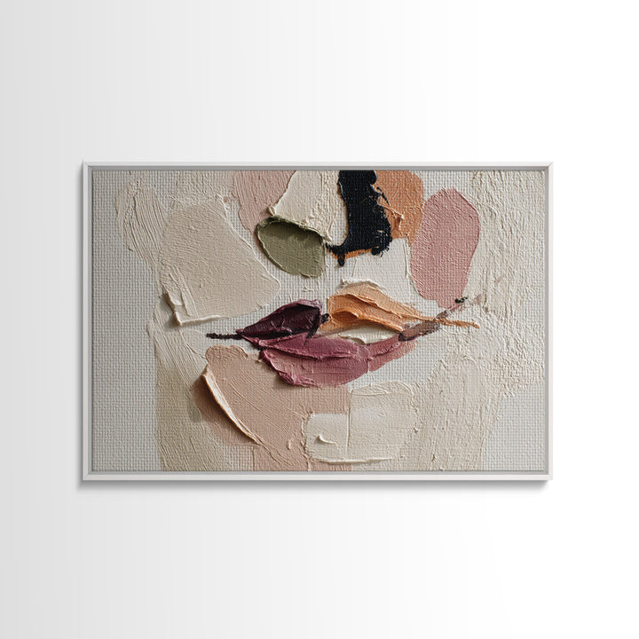 Abstract Lips and Hand Fashion Sketch Framed Canvas Print, Line Art, Bird Wall Art, Living Room Decor, Abstract Art, Line, LIN-3x2-46