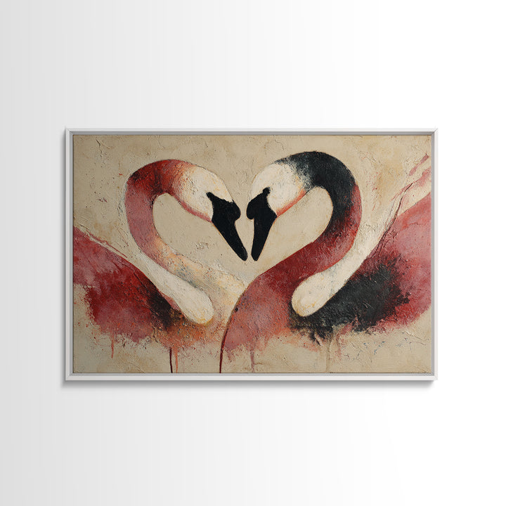 Two Swans Forming a Heart Shape Canvas Print, Line Art, Canvas Art, Living Room Decor, Fine Art, Line, Jesus Wall Art, LIN-3x2-68