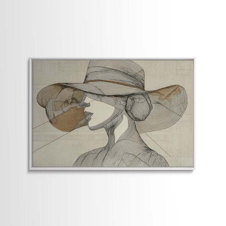 Line Drawing of a Woman Framed Canvas Print, Line Art, Contemporary Art, Living Room Decor, Fine Art, Line, Boho Wall Art, LIN-3x2-71