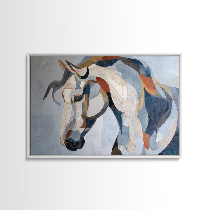 Abstract Horse Formed from Graceful Contour Framed Canvas Print, Line Art, Gallery Decor, Living Room Decor, Fine Art, Line, LIN-3x2-8