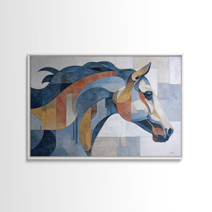 Abstract Horse Formed from Graceful Contour Framed Canvas Print, Line Art, Boho Wall Art, Living Room Decor, Abstract Art, Line, LIN-3x2-80