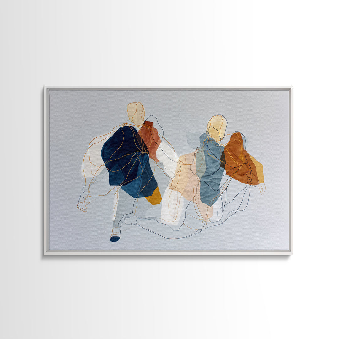 Continuous Line Dancer Canvas Print, Line Art, Gallery Wall Set, Living Room Decor, Fine Art, Line, Textured Painting, LIN-3x2-83
