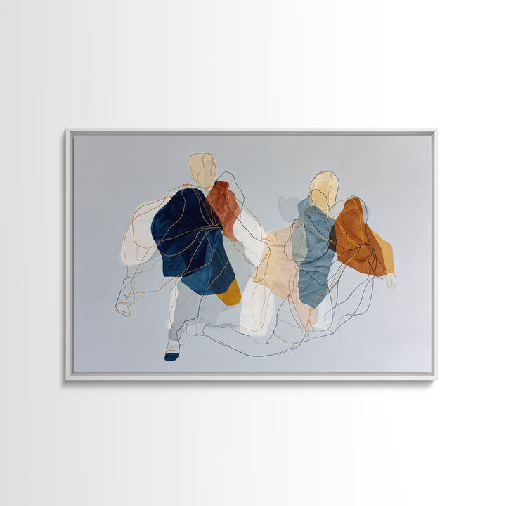 Continuous Line Dancer Canvas Print, Line Art, Gallery Wall Set, Living Room Decor, Fine Art, Line, Textured Painting, LIN-3x2-83