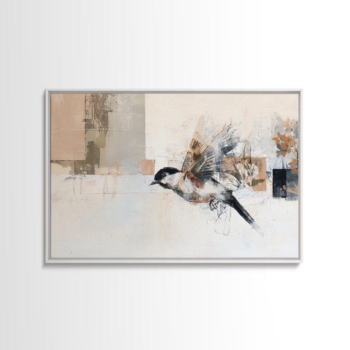 Single Line Bird Framed Canvas Print, Line Art, Boho Wall Decor, Living Room Decor, Fine Art, Line, Black and White Art, LIN-3x2-87