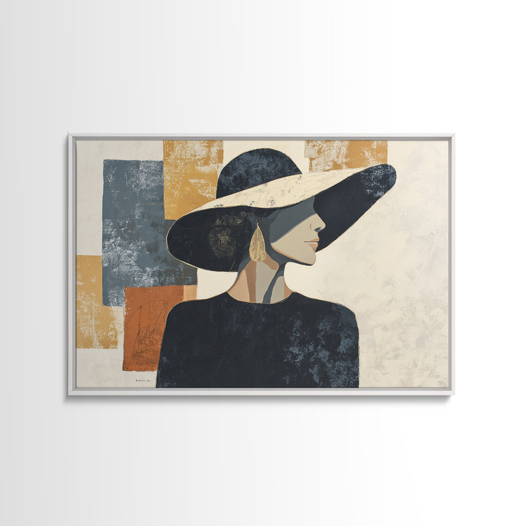 Line Drawing of a Woman Framed Canvas Print, Line Art, Gallery Wall Art, Living Room Decor, Oil Painting, Line, LIN-3x2-95