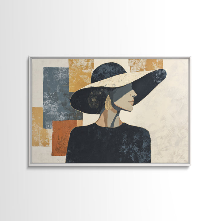 Line Drawing of a Woman Framed Canvas Print, Line Art, Gallery Wall Art, Living Room Decor, Oil Painting, Line, LIN-3x2-95