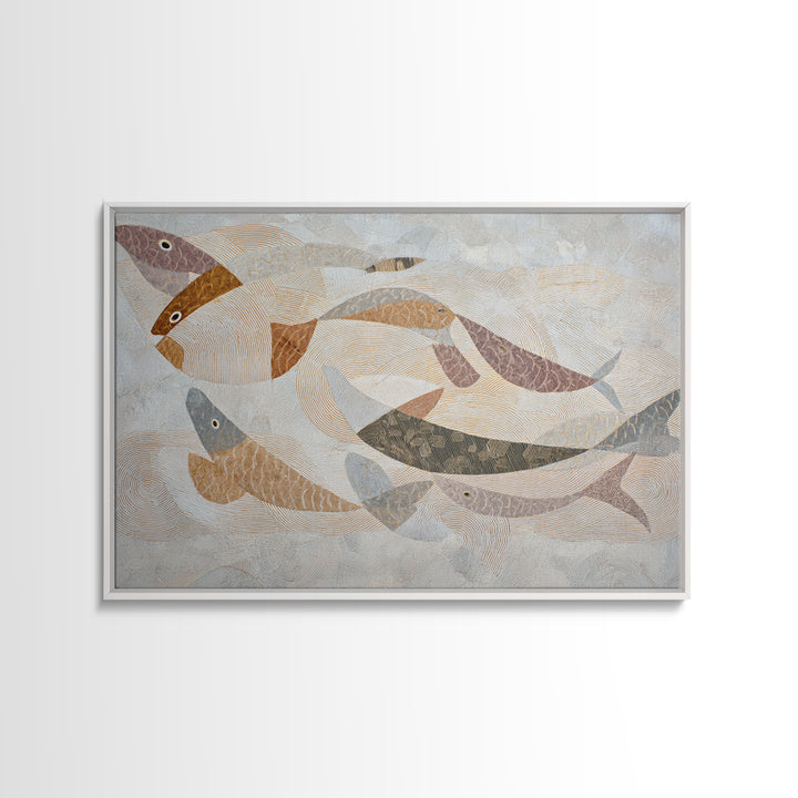 Continuous Line Fish Framed Canvas Print, Line Art, Boho Decor, Living Room Decor, Abstract Art, Line, Minimalist Art, LIN-3x2-96