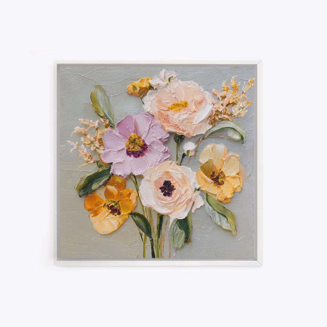 Botanical Vase Painting Framed Canvas Print, Living Room Art, Living Room Decor, Oil Painting, Living, Statement Artwork, LIR-1x1-2