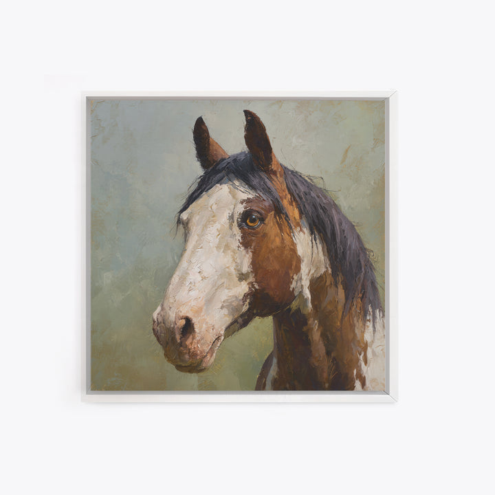 Contemporary Horse Portrait Framed Canvas Print, Living Room Art, 3 Piece Wall Art, Living Room Decor, Fine Art, Living, LIR-1x1-34