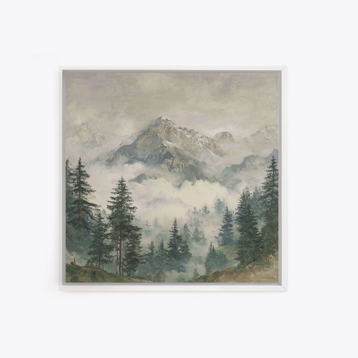 Classic Mountain Panorama for Cozy Interiors Framed Canvas Print, Living Room Art, Room Decor, Living Room Decor, Living, LIR-1x1-40
