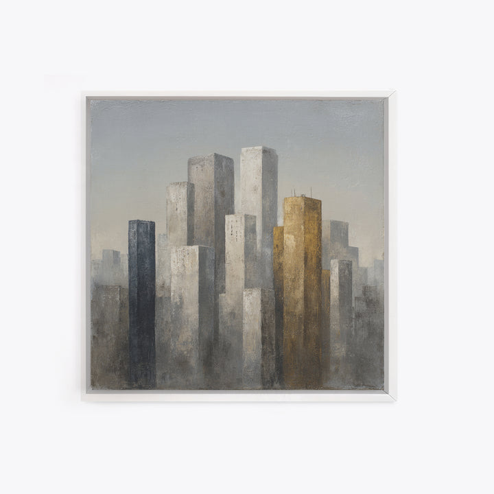 Modern City Skyline Framed Canvas Print, Living Room Art, Modern Wall Art, Living Room Decor, Fine Art, Living, LIR-1x1-46