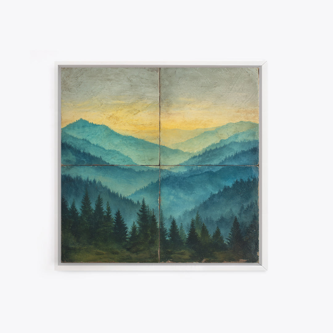 Classic Mountain Panorama for Cozy Interiors Framed Canvas Print, Living Room Art, New Home Gift, Living Room Decor, Living, LIR-1x1-64