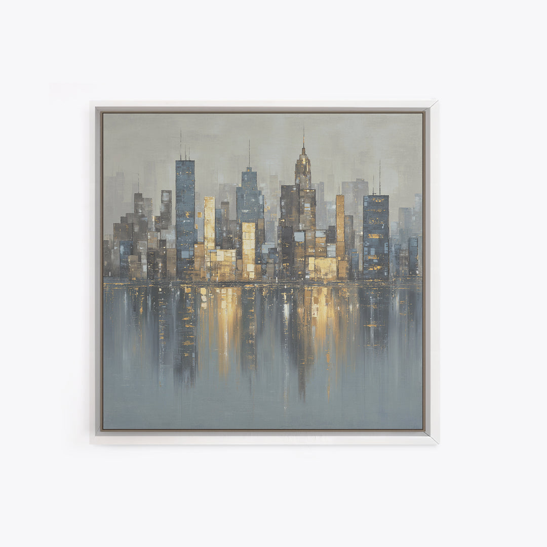 Modern City Skyline Framed Canvas Print, Living Room Art, Modern Wall Art, Living Room Decor, Fine Art, Living, LIR-1x1-70
