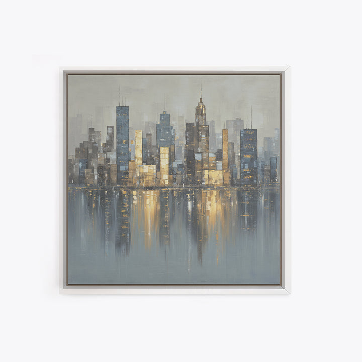 Modern City Skyline Framed Canvas Print, Living Room Art, Modern Wall Art, Living Room Decor, Fine Art, Living, LIR-1x1-70