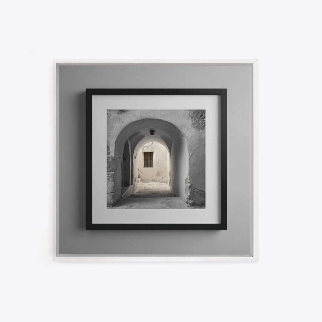 Black and White Architectural Arch Composition Framed Canvas Print, Living Room Art, Boho Decor, Living Room Decor, LIR-1x1-79