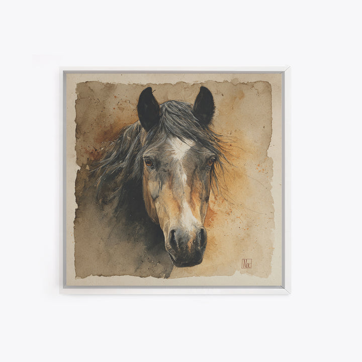 Contemporary Horse Portrait Canvas Print, Living Room Art, Boho Decor, Living Room Decor, Fine Art, Living, Digital Prints, LIR-1x1-82