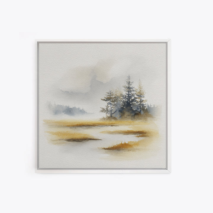 Minimal Scandinavian Forest Canvas Print, Living Room Art, Minimalist Decor, Living Room Decor, Oil Painting, Living, LIR-1x1-85