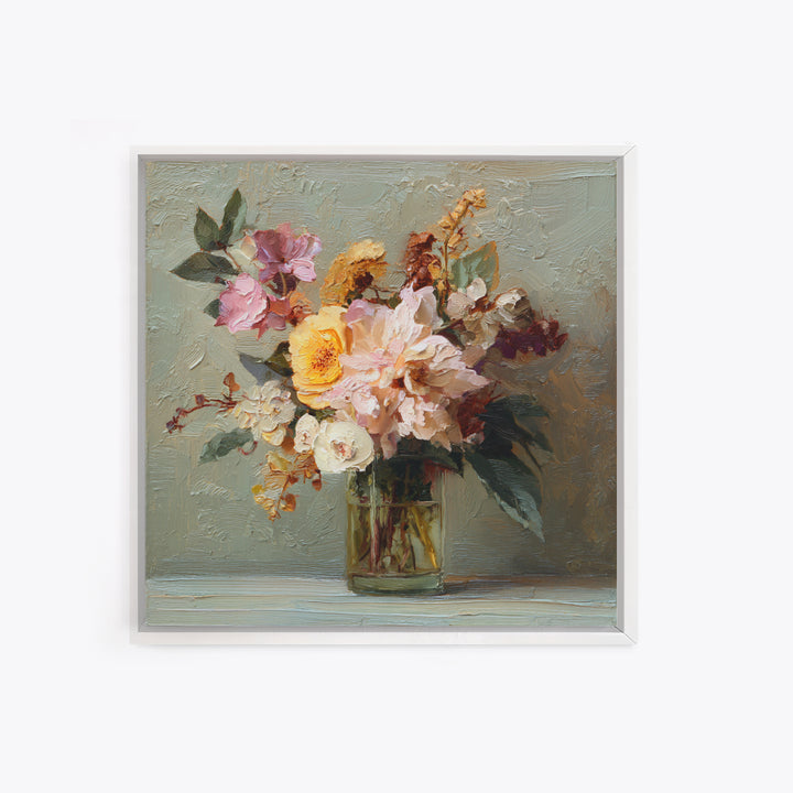 Large Floral Still Life Canvas Print, Living Room Art, Statement Artwork, Living Room Decor, Fine Art, Living, Painting, LIR-1x1-9