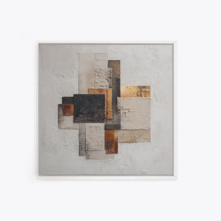 Monochrome Stone Texture Abstraction Framed Canvas Print, Living Room Art, Wall Art, Living Room Decor, Abstract Art, Living, LIR-1x1-93