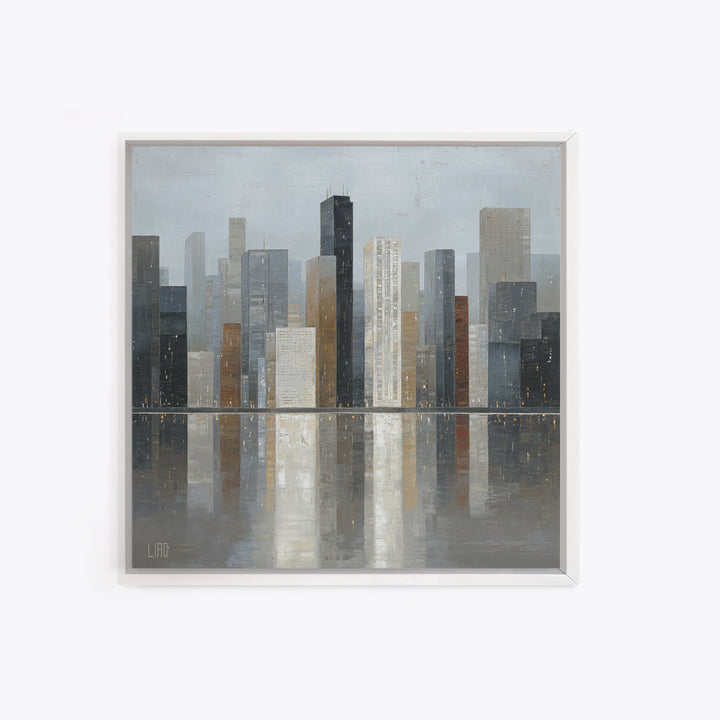 Modern City Skyline Canvas Print, Living Room Art, Modern Decor, Living Room Decor, Abstract Art, Living, Wall Decor, LIR-1x1-94
